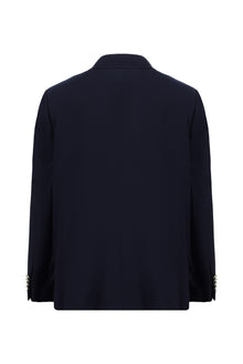 Koyu Lacivert Relaxed Fit Rahat Kesim Yünlü Klasik Blazer Ceket