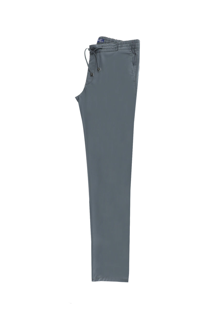 Açık Füme Slim Fit Dar Kesim Beli Lastikli İpli Likralı Klasik Kumaş Pantolon