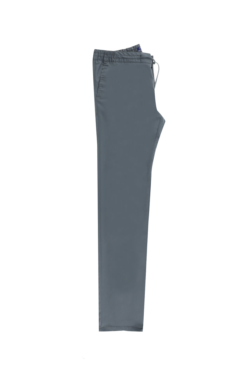 Açık Füme Slim Fit Dar Kesim Beli Lastikli İpli Likralı Klasik Kumaş Pantolon