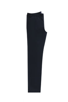 Koyu Lacivert Slim Fit Dar Kesim Beli Lastikli İpli Likralı Klasik Kumaş Pantolon