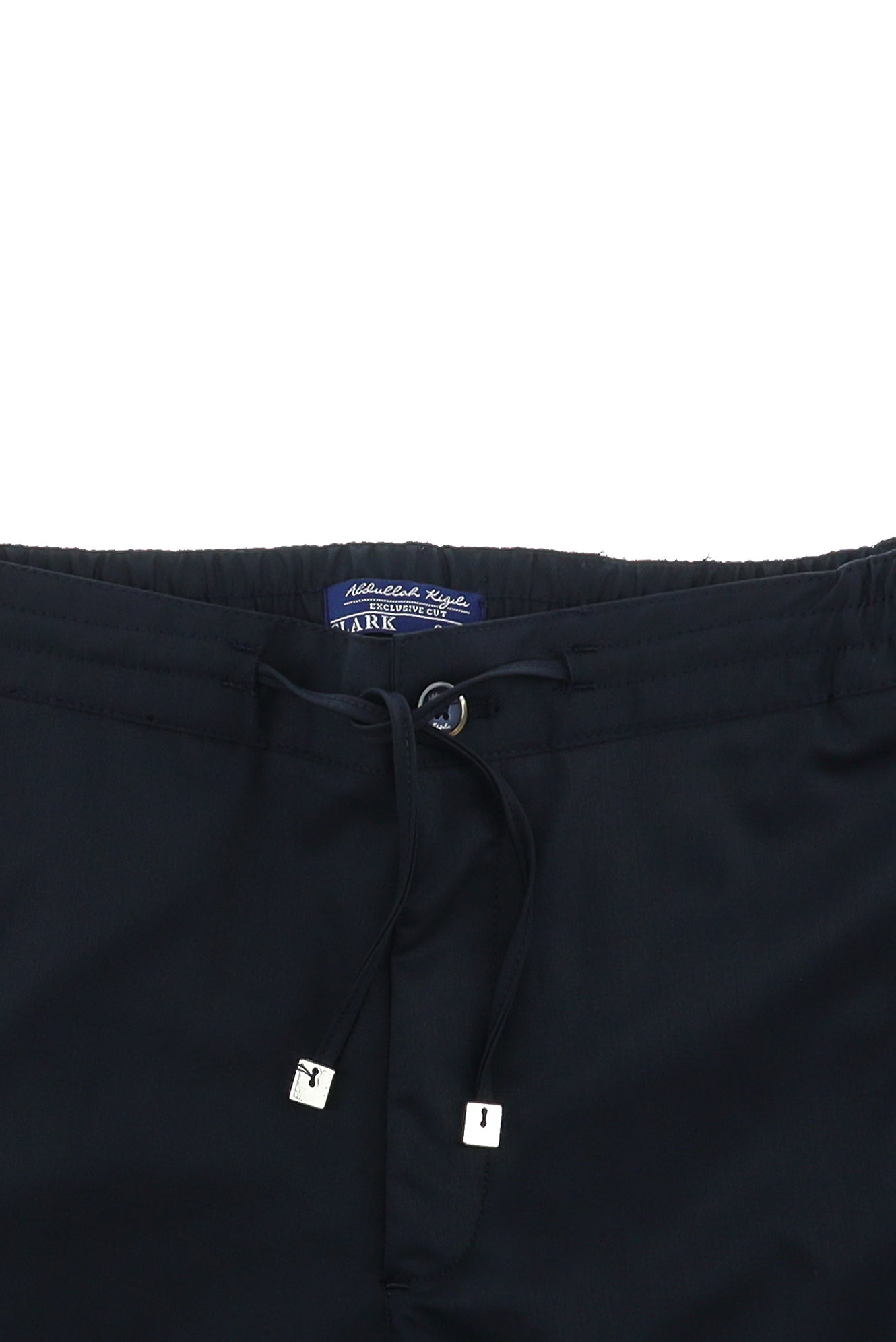 Koyu Lacivert Slim Fit Dar Kesim Beli Lastikli İpli Likralı Klasik Kumaş Pantolon