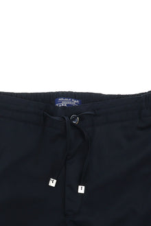 Koyu Lacivert Slim Fit Dar Kesim Beli Lastikli İpli Likralı Klasik Kumaş Pantolon