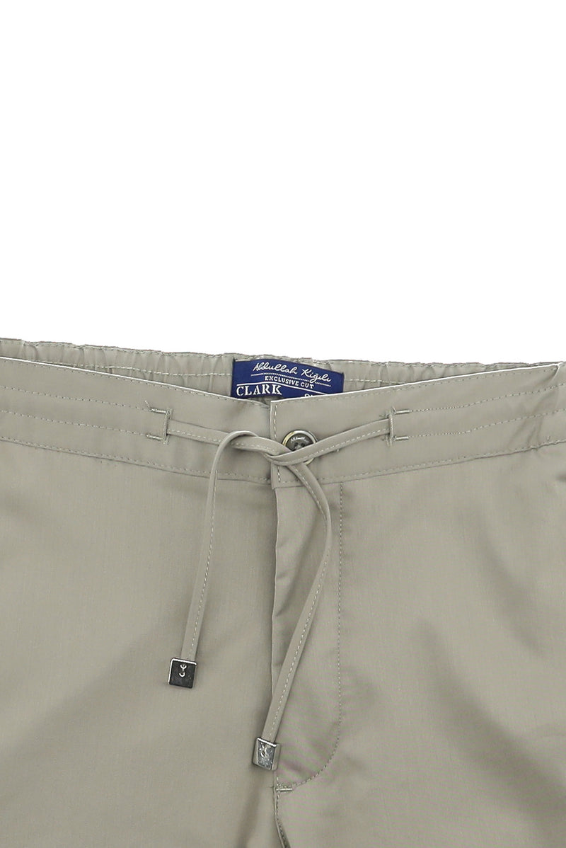 Açık Vizon Slim Fit Dar Kesim Beli Lastikli İpli Likralı Klasik Kumaş Pantolon