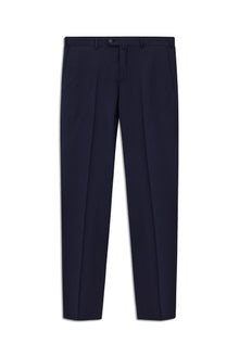 Orta Lacivert Slim Fit Dar Kesim Yünlü Klasik Kumaş Pantolon