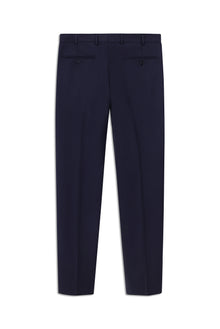 Orta Lacivert Slim Fit Dar Kesim Yünlü Klasik Kumaş Pantolon