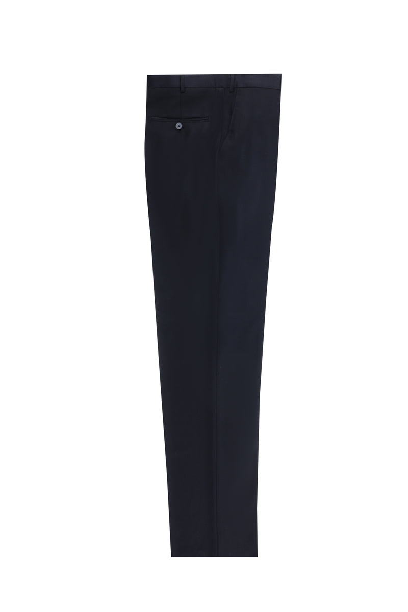 Koyu Lacivert Slim Fit Dar Kesim Yünlü Klasik Kumaş Pantolon