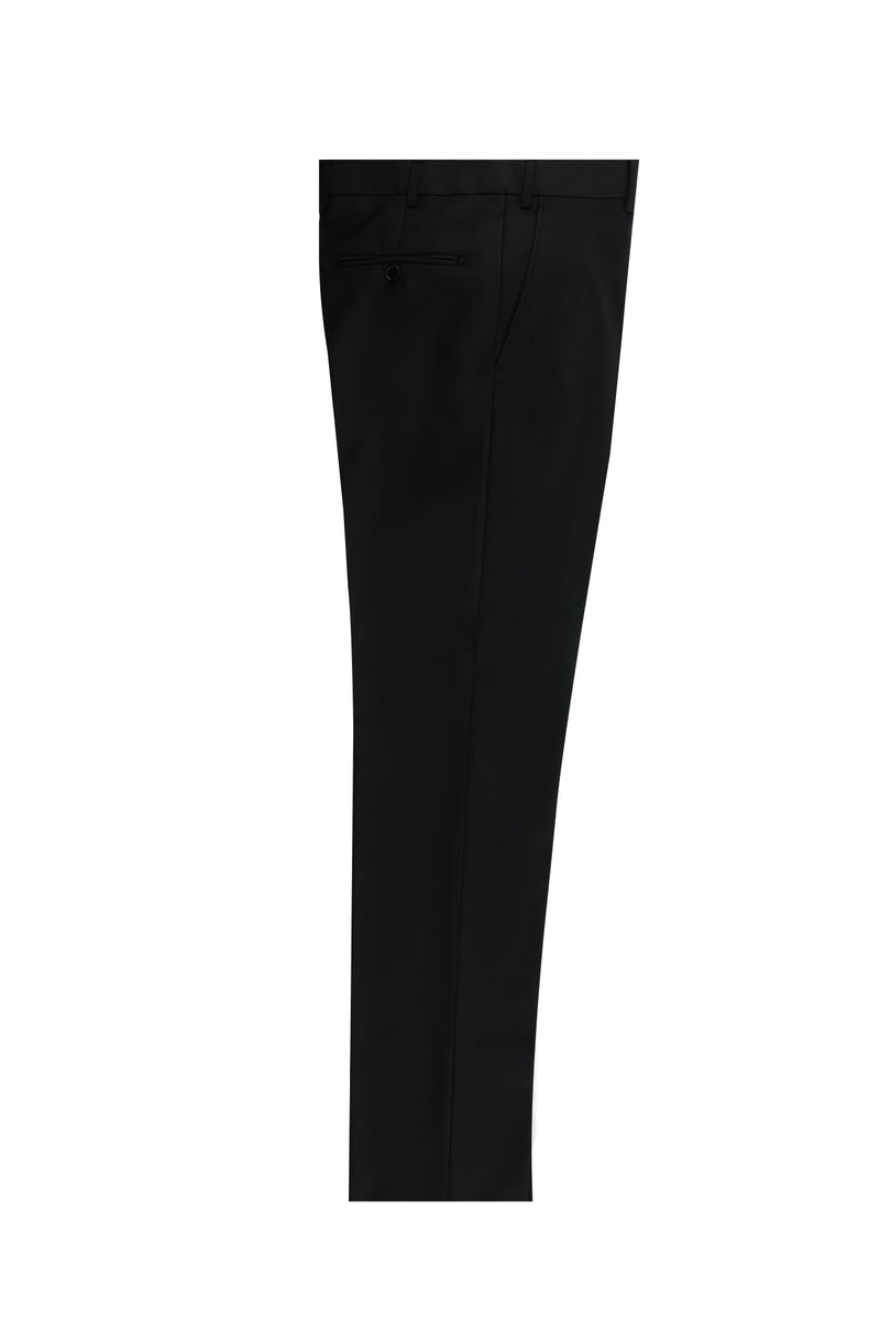 Siyah 4 Drop Relaxed Fit Rahat Kesim Yünlü Klasik Kuma? Pantolon-Abdullah Ki??l?