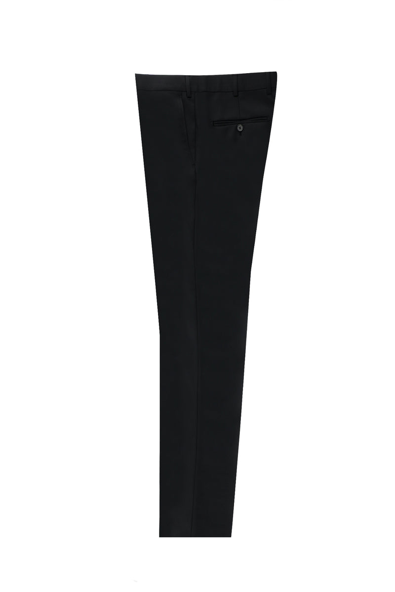 Siyah 4 Drop Relaxed Fit Rahat Kesim Yünlü Klasik Kuma? Pantolon-Abdullah Ki??l?