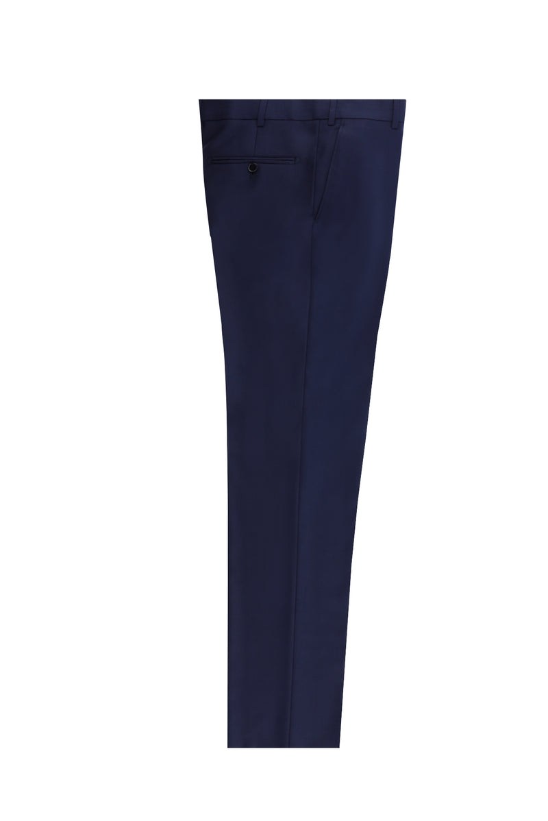 Orta Lacivert Regular Fit Yünlü Klasik Kumaş Pantolon