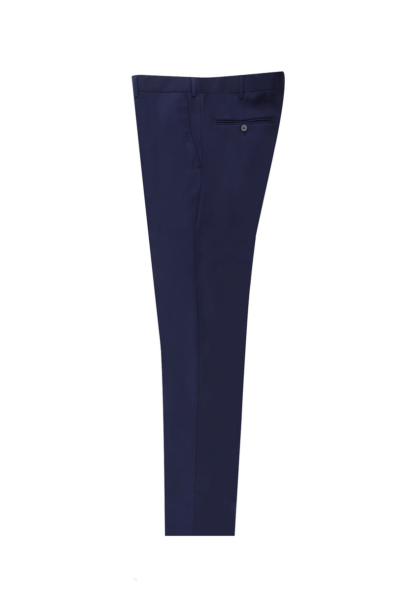 Orta Lacivert 4 Drop Relaxed Fit Rahat Kesim Yünlü Klasik Kuma? Pantolon-Abdullah Ki??l?