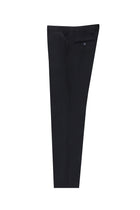 Siyah Lacivert Slim Fit Dar Kesim Yünlü Klasik Kumaş Pantolon