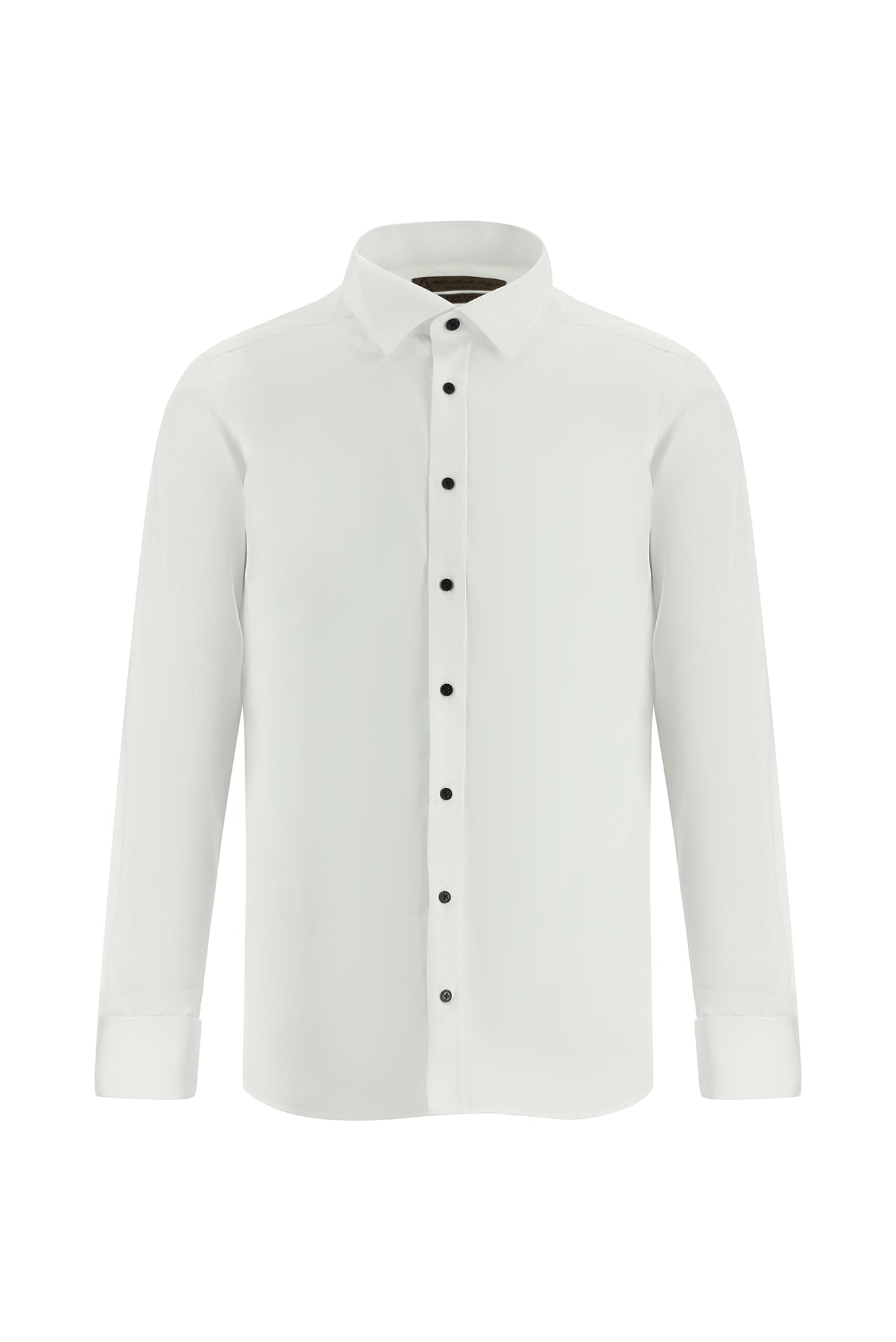 Beyaz Ata Yaka Slim Fit Dar Kesim Pamuk Gömlek