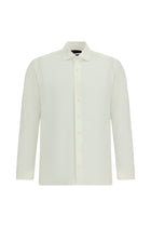 Beyaz Uzun Kol Slim Fit Dar Kesim Desenli Manşetli Pamuk Gömlek