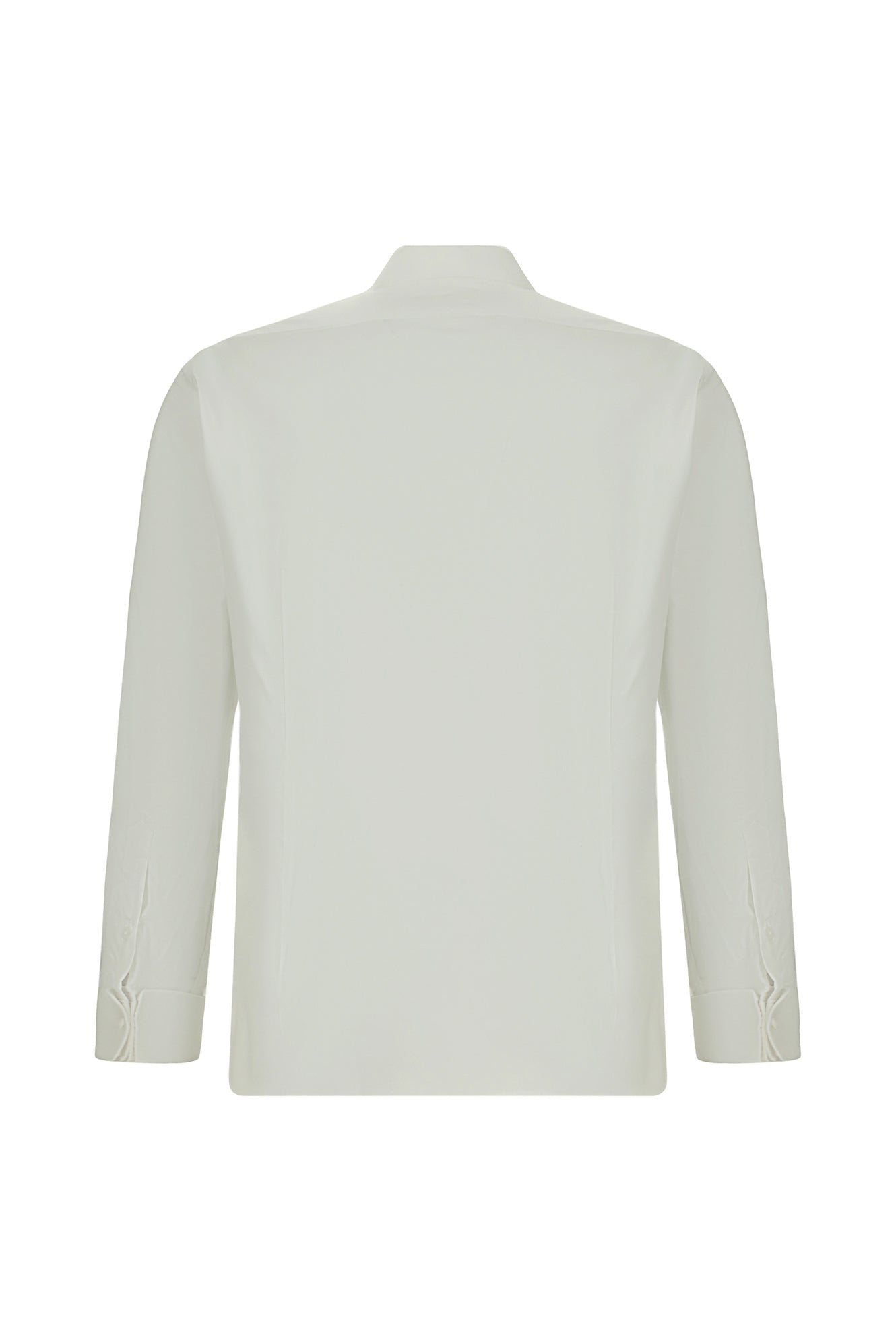 Beyaz Uzun Kol Slim Fit Dar Kesim Desenli Manşetli Pamuk Gömlek