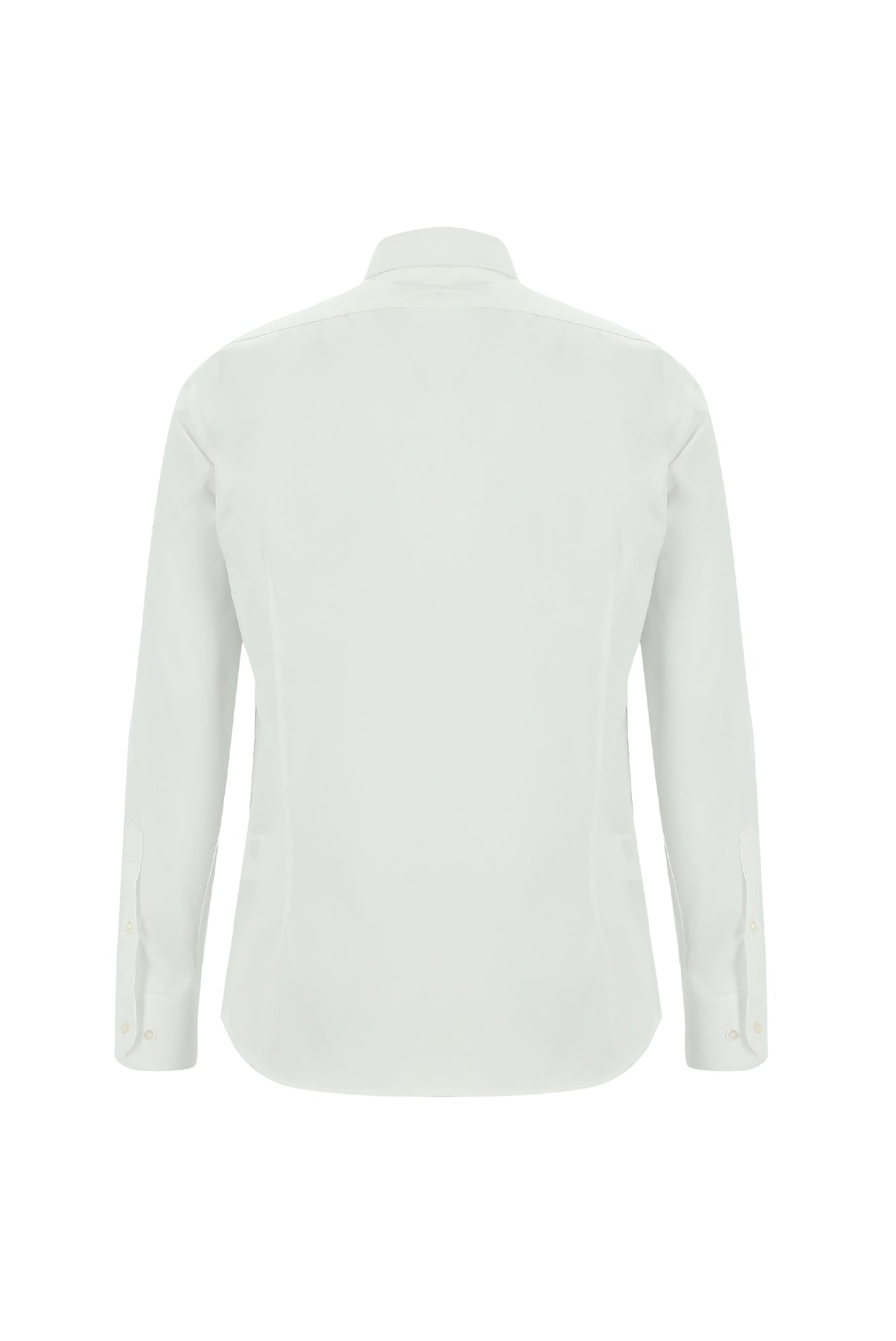 Beyaz Uzun Kol Slim Fit Dar Kesim Desenli Klasik Pamuk Gömlek