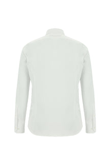 Beyaz Uzun Kol Slim Fit Dar Kesim Desenli Klasik Pamuk Gömlek