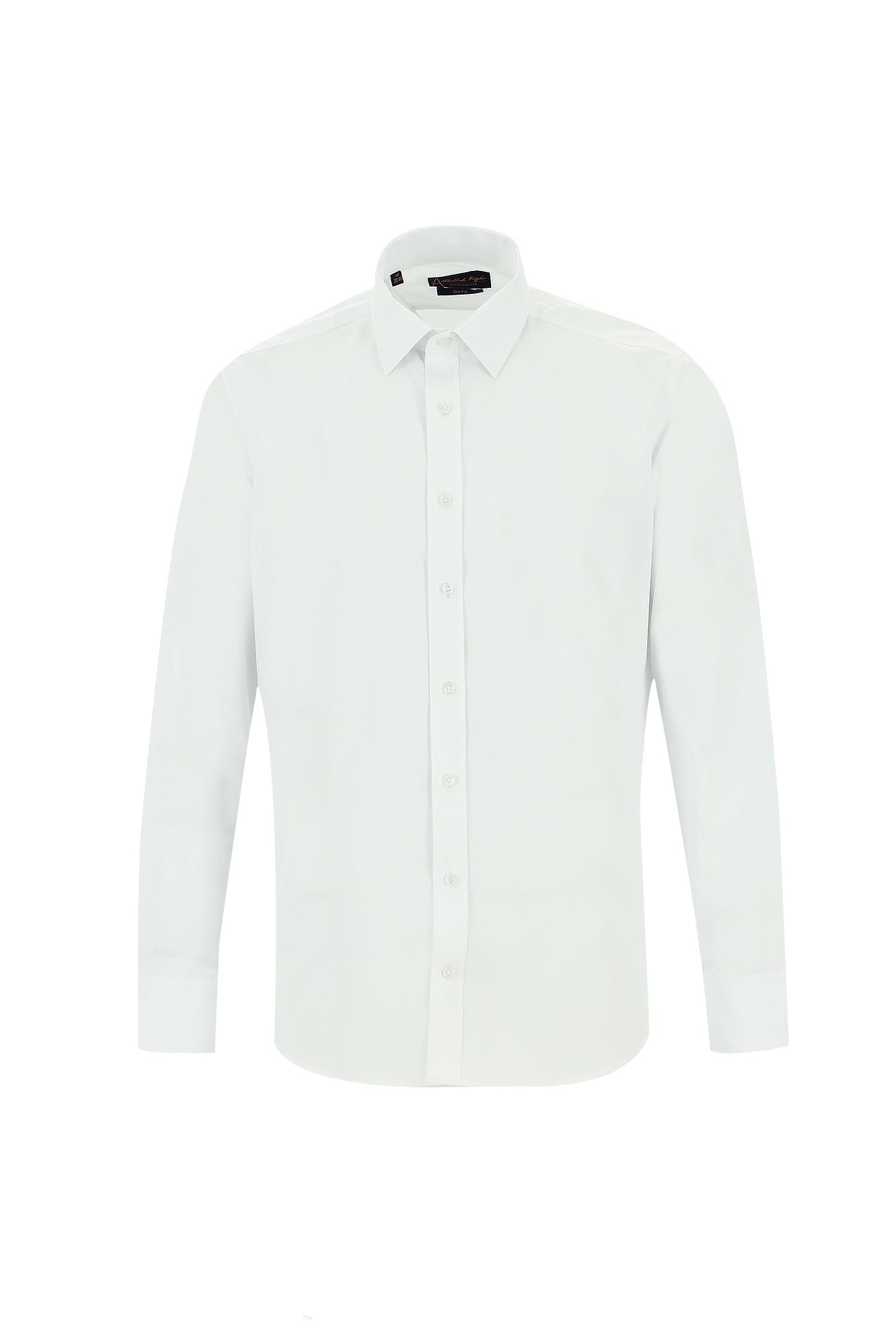 Beyaz Uzun Kol Slim Fit Dar Kesim Klasik Desenli Pamuk Gömlek