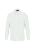 Beyaz Uzun Kol Slim Fit Dar Kesim Klasik Desenli Pamuk Gömlek