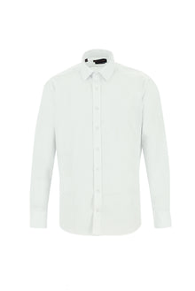 Beyaz Uzun Kol Slim Fit Dar Kesim Klasik Desenli Pamuk Gömlek