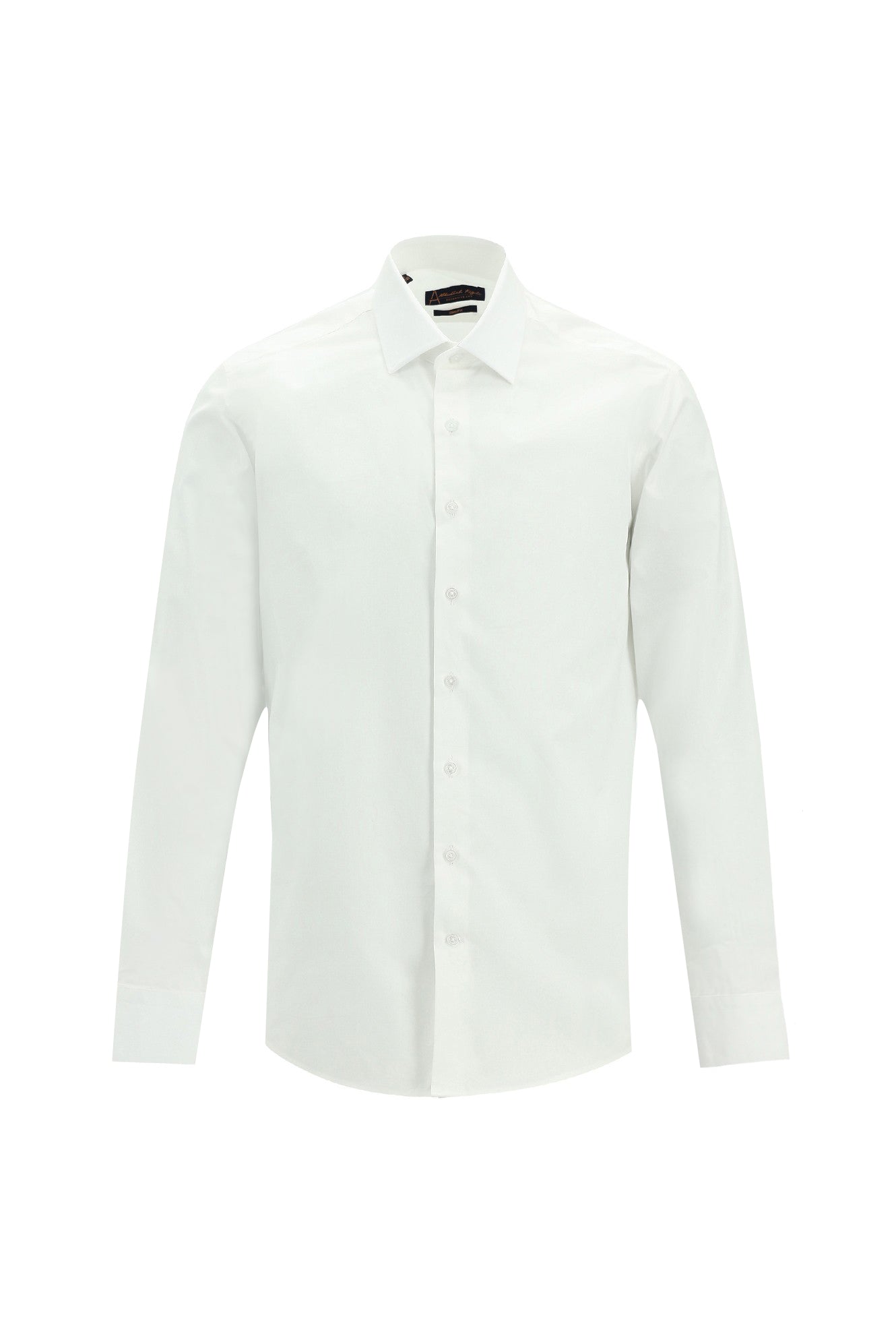 Beyaz Uzun Kol Slim Fit Dar Kesim Desenli Klasik Pamuk Gömlek
