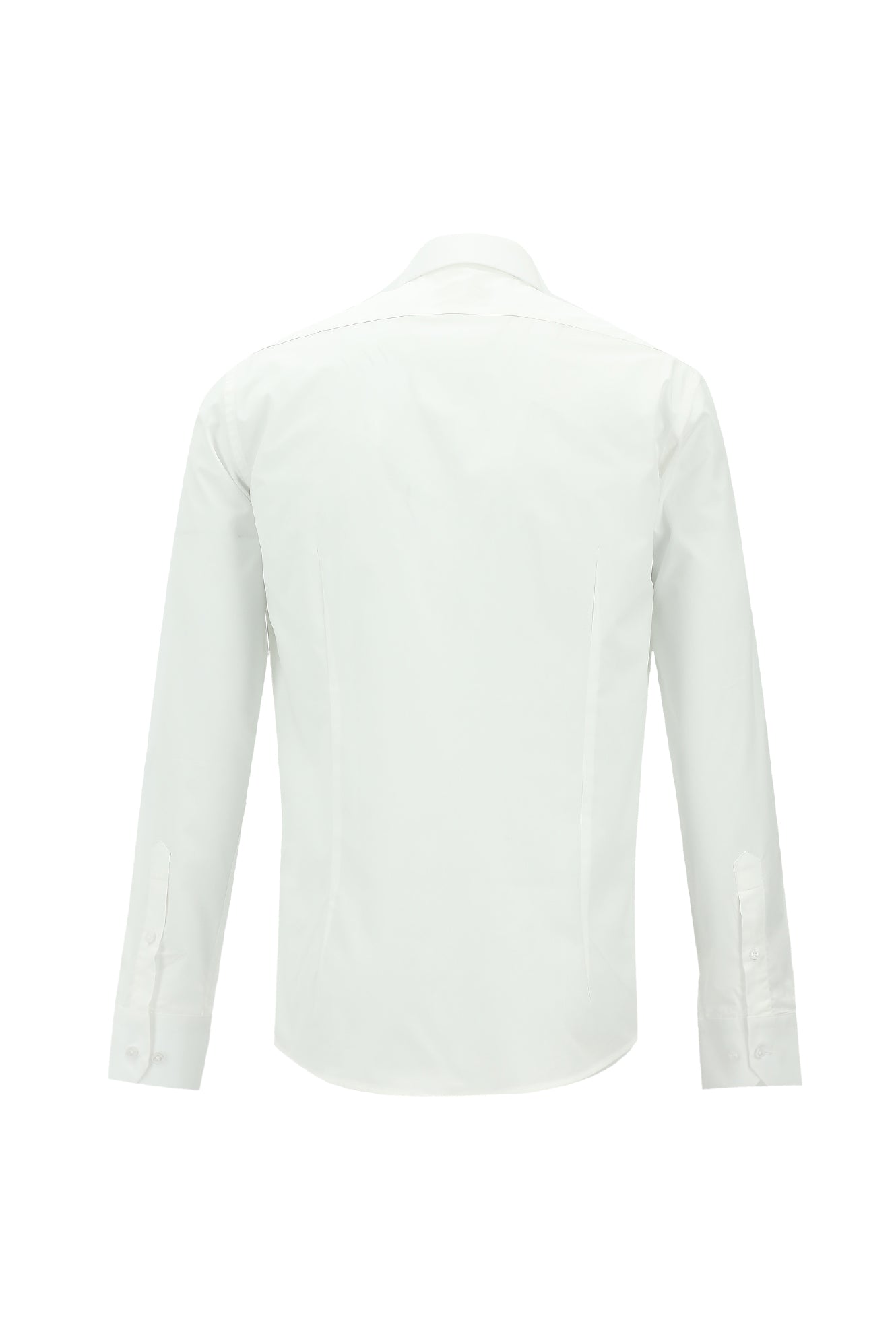 Beyaz Uzun Kol Slim Fit Dar Kesim Desenli Klasik Pamuk Gömlek