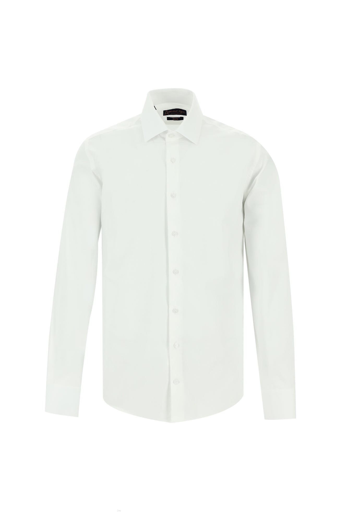Beyaz Uzun Kol Slim Fit Dar Kesim Klasik Desenli Pamuk Gömlek