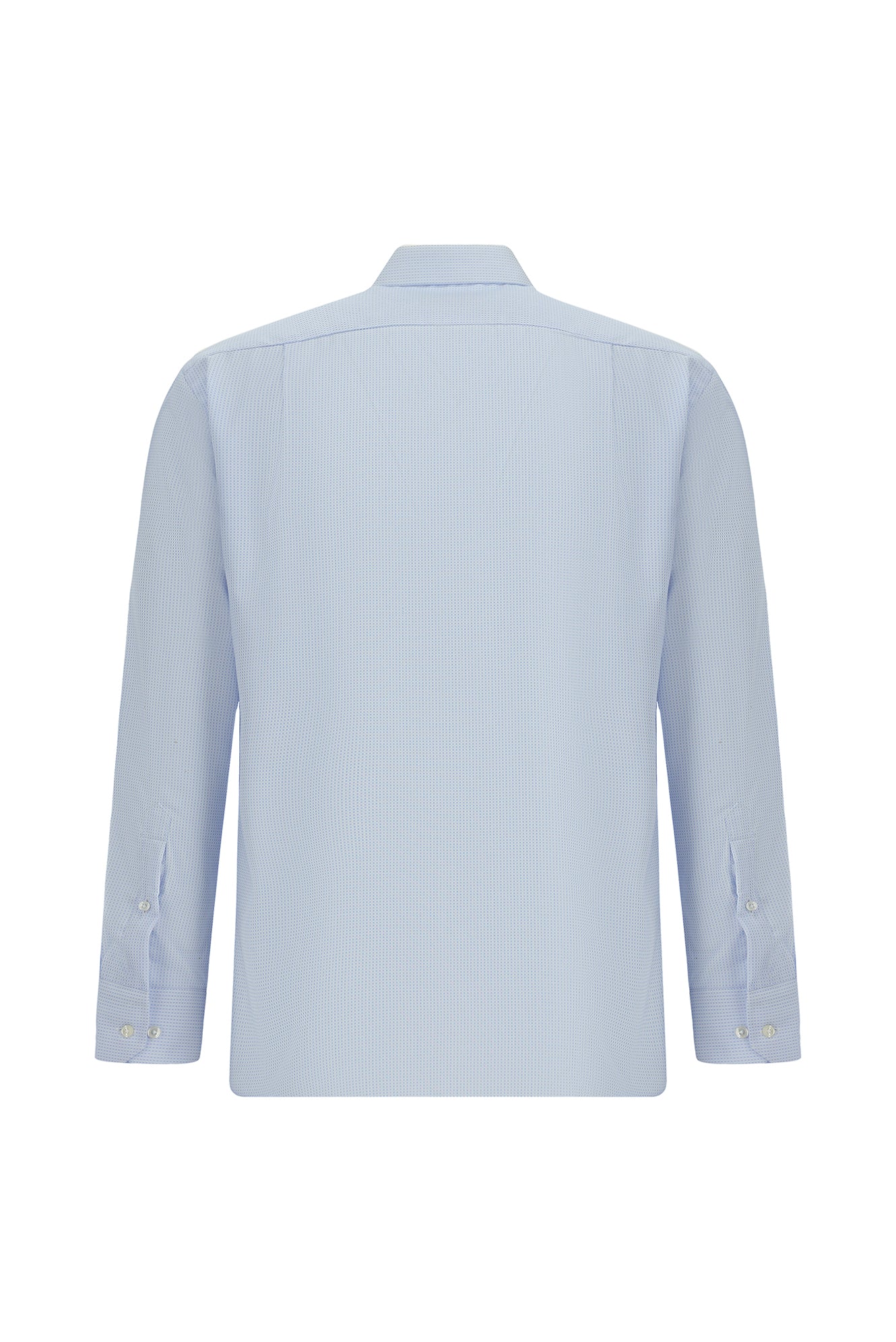 Açık Mavi Uzun Kol Klasik Cepli Non Iron Desenli Pamuk Gömlek