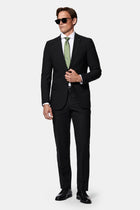Siyah 6 Drop Regular Fit Standart Kesim Çantalı Flex Suit Yünlü Takım Elbise