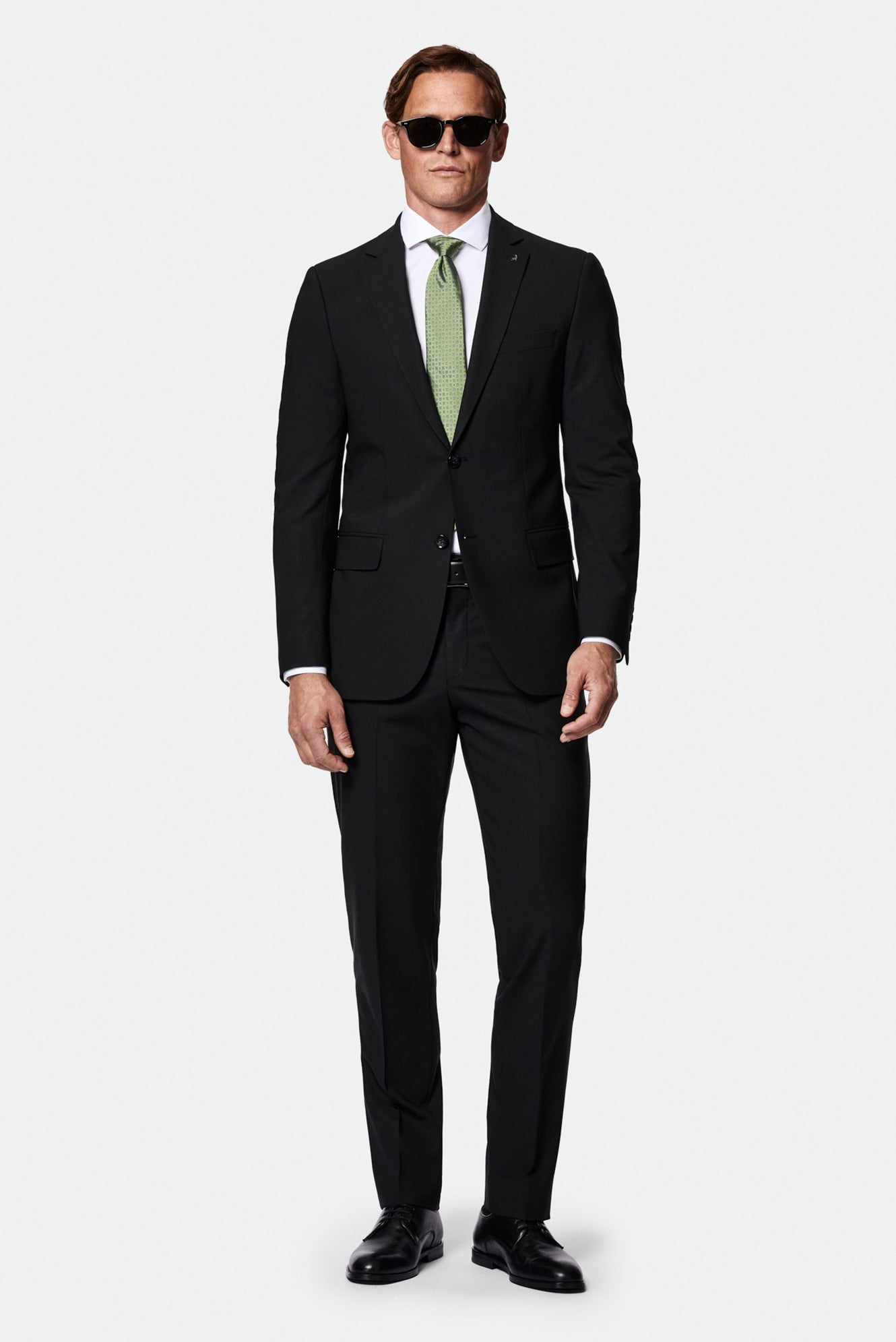 Siyah 4 Drop Relaxed Fit Rahat Kesim Çantalı Flex Suit Yünlü Takım Elbise