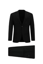 Siyah Regular Fit Çantalı Flex Suit Yünlü Klasik Takım Elbise