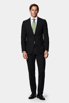Siyah 6 Drop Regular Fit Standart Kesim Çantalı Flex Suit Yünlü Takım Elbise