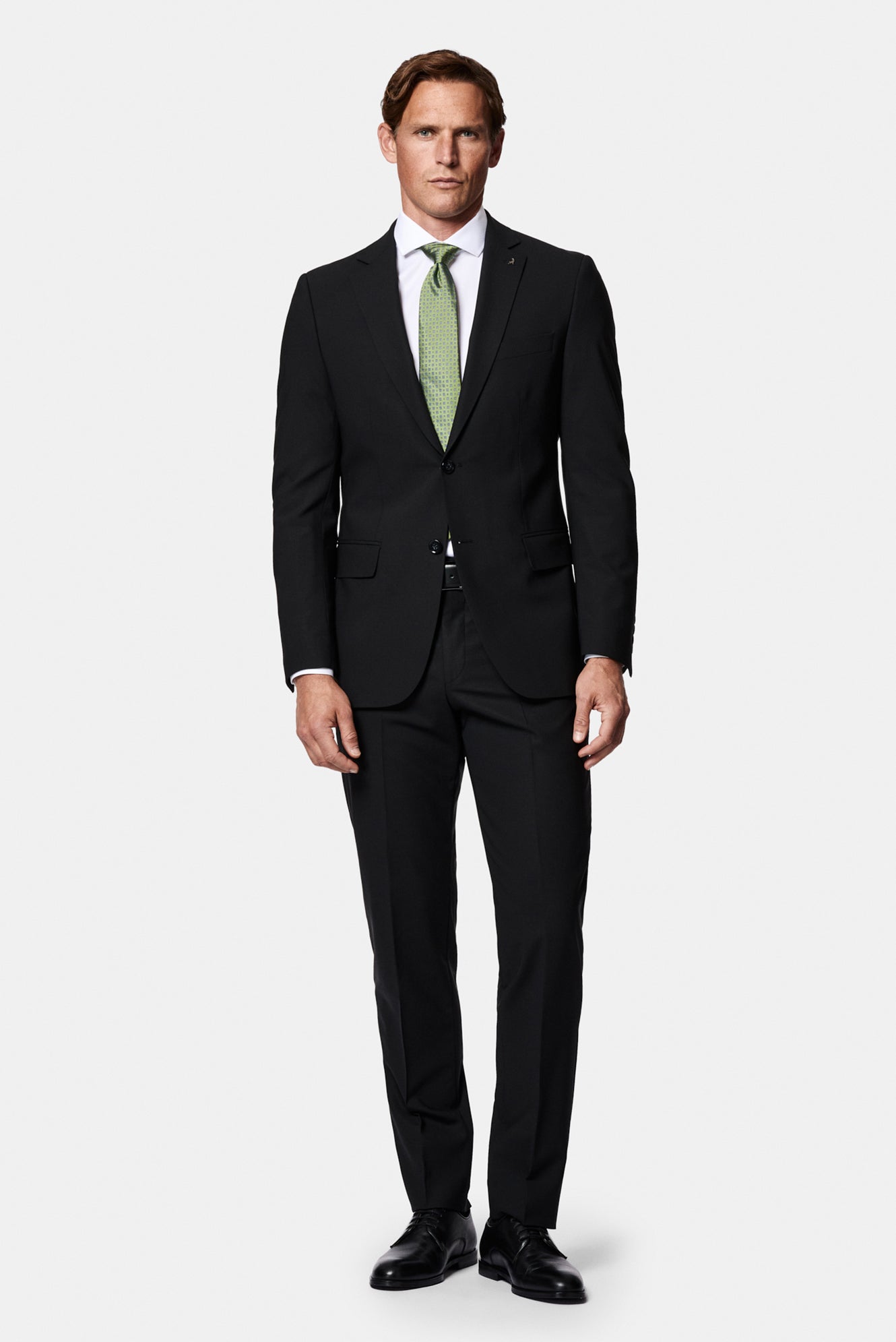 Siyah 4 Drop Relaxed Fit Rahat Kesim Çantalı Flex Suit Yünlü Takım Elbise