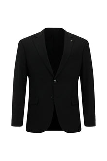 Siyah Regular Fit Çantalı Flex Suit Yünlü Klasik Takım Elbise