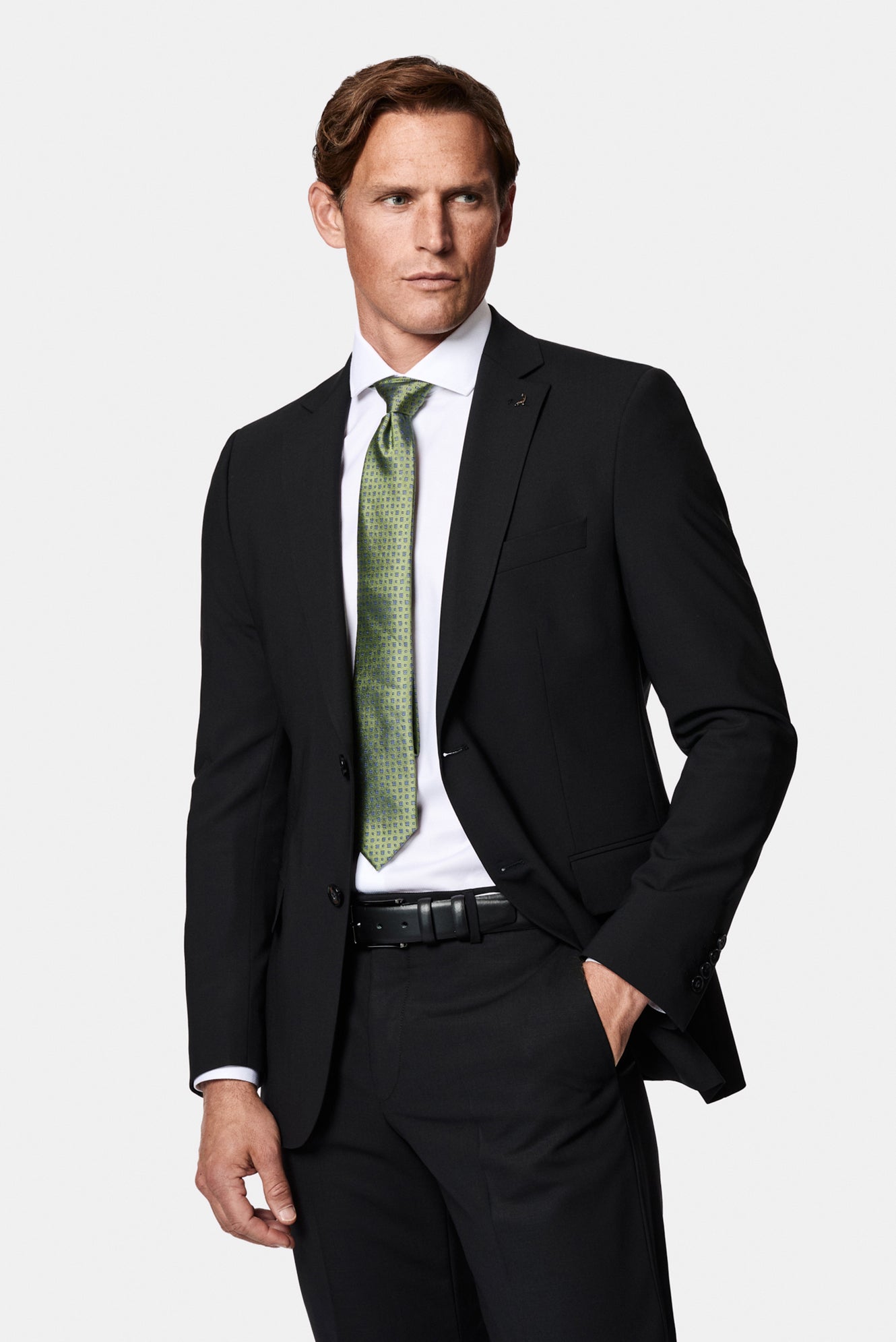 Siyah 6 Drop Regular Fit Standart Kesim Çantalı Flex Suit Yünlü Takım Elbise