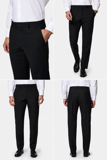 Siyah 6 Drop Regular Fit Standart Kesim Çantalı Flex Suit Yünlü Takım Elbise