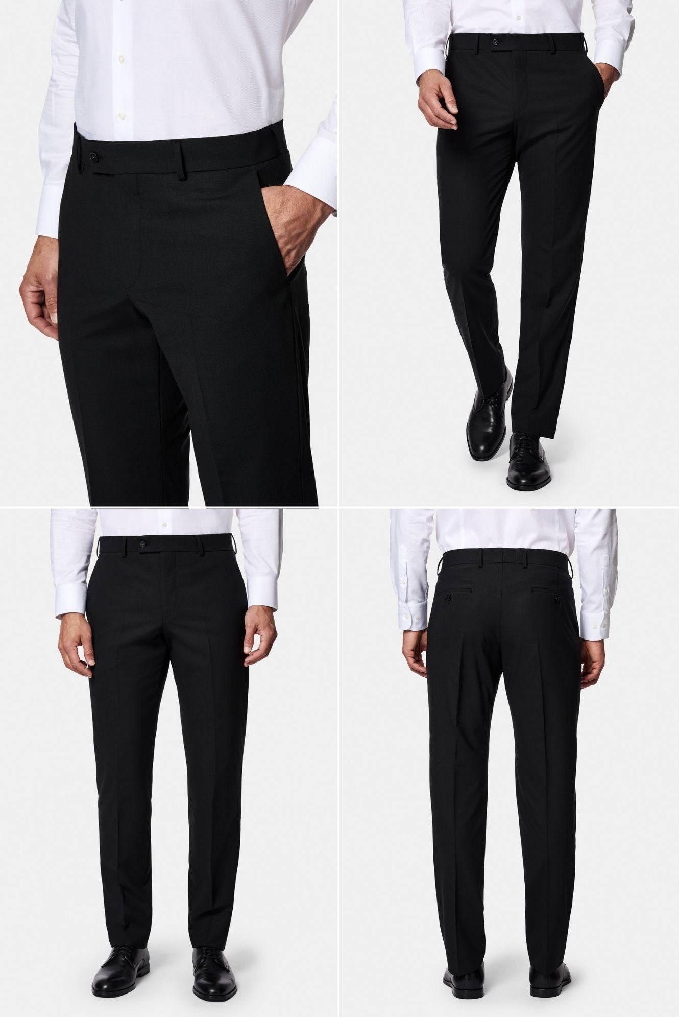 Siyah 4 Drop Relaxed Fit Rahat Kesim Çantalı Flex Suit Yünlü Takım Elbise