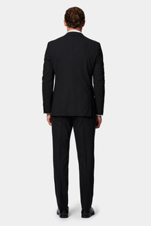 Siyah 6 Drop Regular Fit Standart Kesim Çantalı Flex Suit Yünlü Takım Elbise