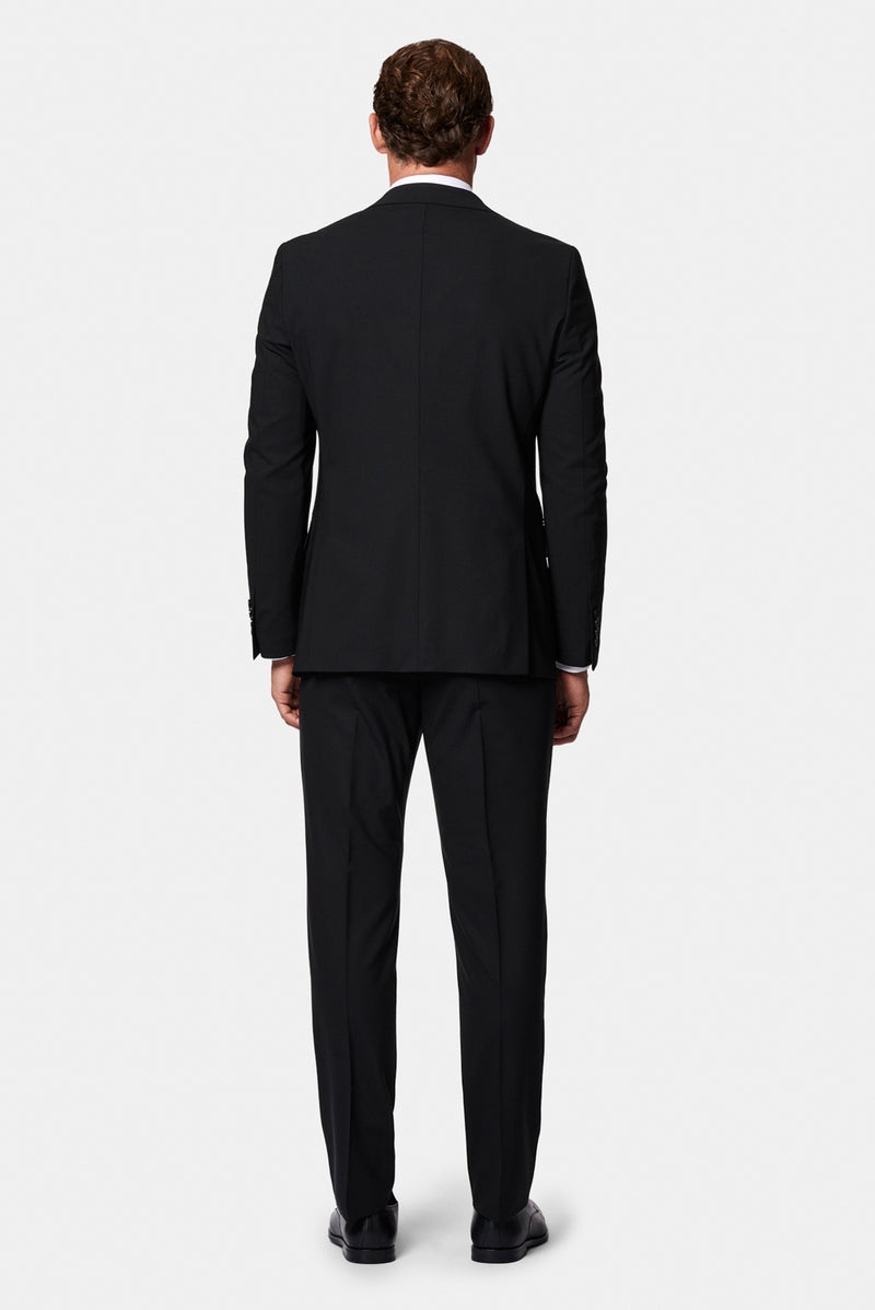 Siyah 6 Drop Regular Fit Standart Kesim Çantalı Flex Suit Yünlü Takım Elbise
