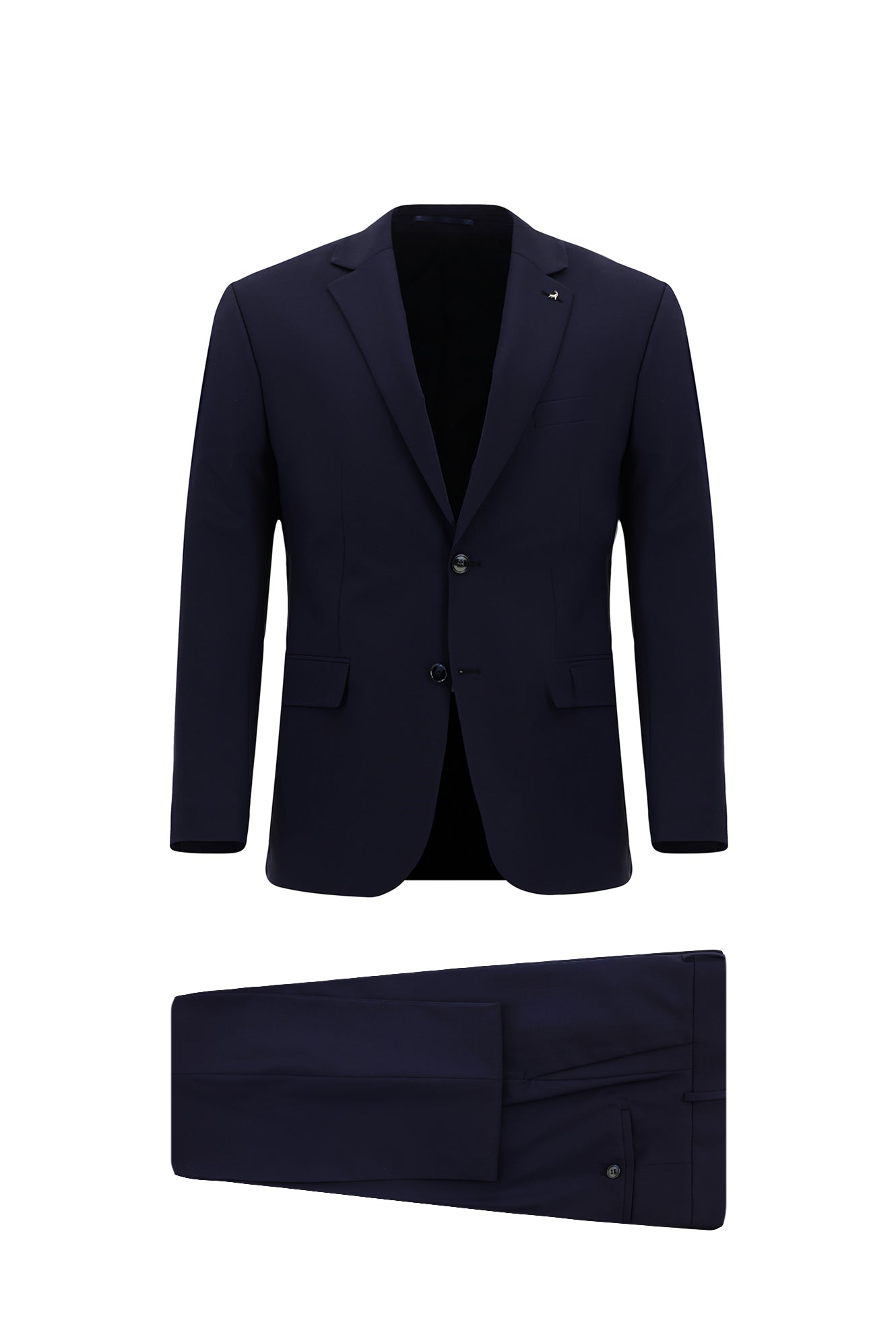 Koyu Lacivert Regular Fit Çantalı Flex Suit Yünlü Klasik Takım Elbise