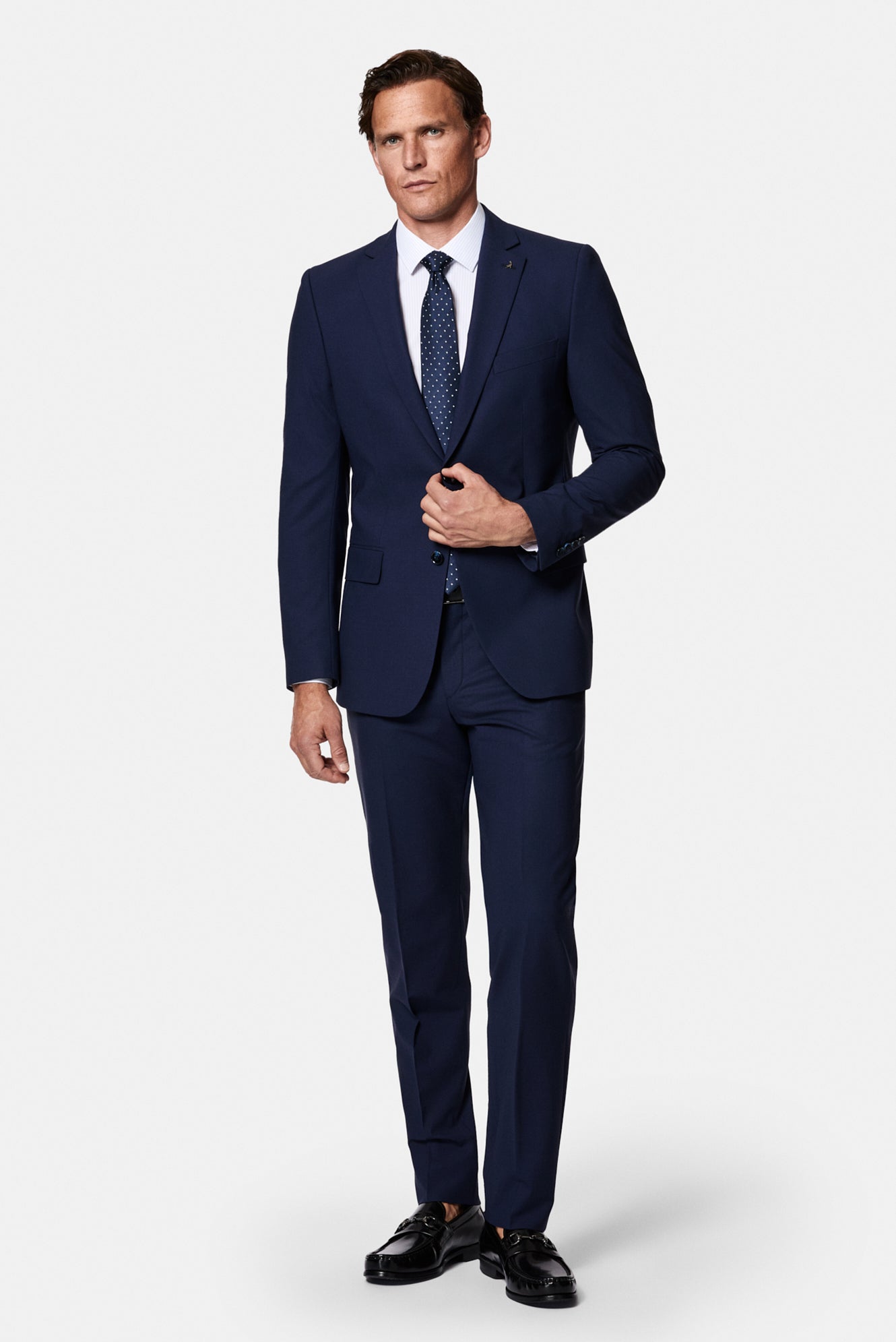 Koyu Lacivert 6 Drop Regular Fit Standart Kesim Çantalı Flex Suit Yünlü Takım Elbise