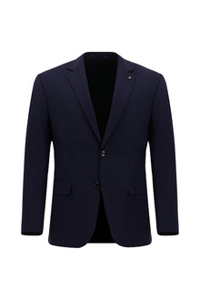 Koyu Lacivert Regular Fit Çantalı Flex Suit Yünlü Klasik Takım Elbise