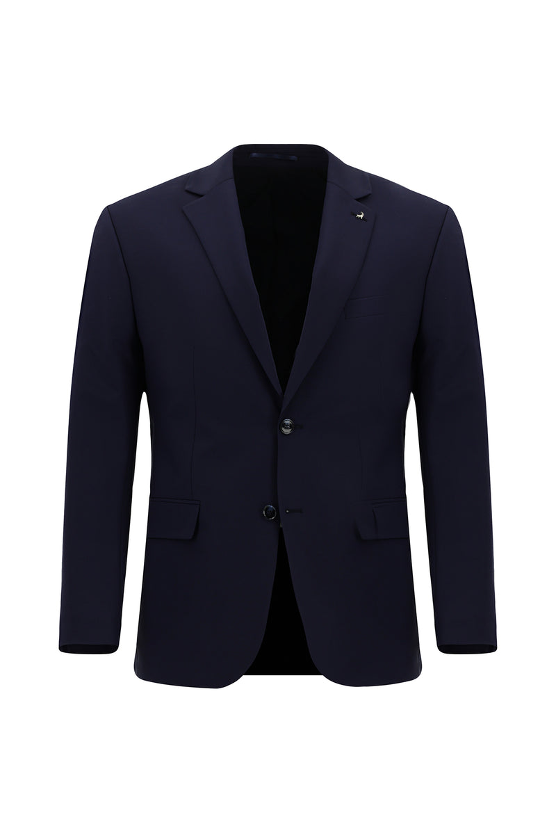 Koyu Lacivert Regular Fit Çantalı Flex Suit Yünlü Klasik Takım Elbise