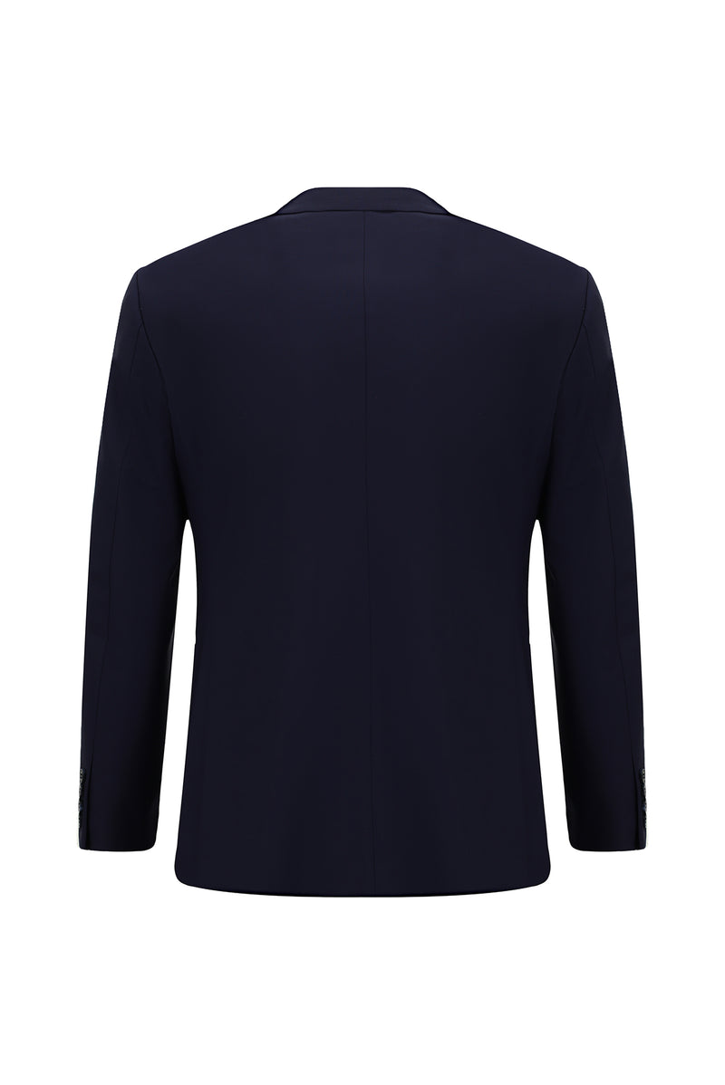 Koyu Lacivert Relaxed Fit Rahat Kesim Çantalı Flex Suit Yünlü Klasik Takım Elbise