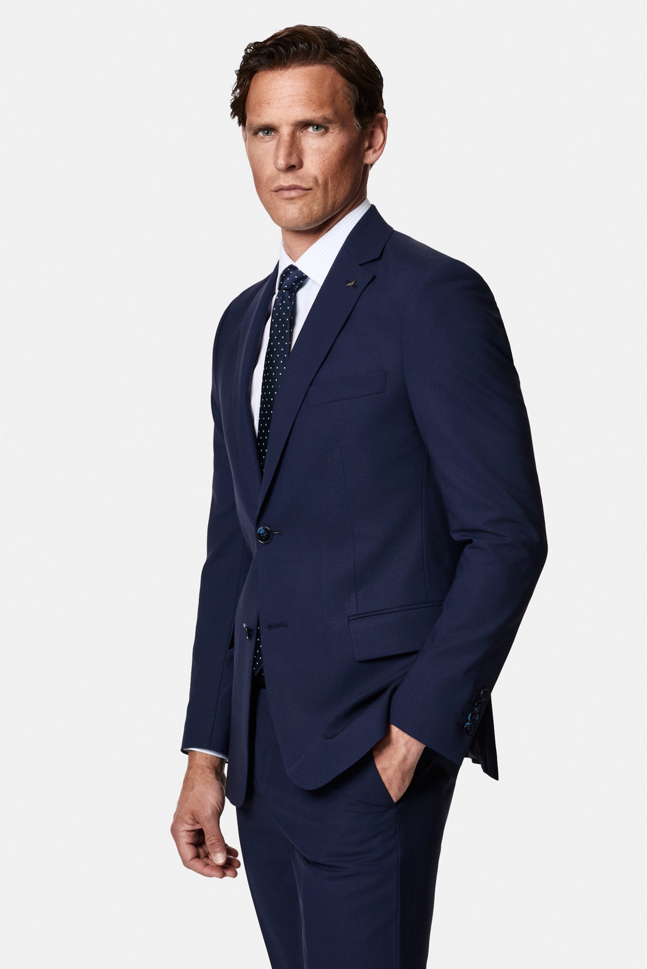Koyu Lacivert 6 Drop Regular Fit Standart Kesim Çantalı Flex Suit Yünlü Takım Elbise