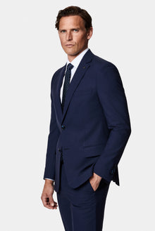 Koyu Lacivert 6 Drop Regular Fit Standart Kesim Çantalı Flex Suit Yünlü Takım Elbise