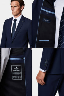 Koyu Lacivert 6 Drop Regular Fit Standart Kesim Çantalı Flex Suit Yünlü Takım Elbise