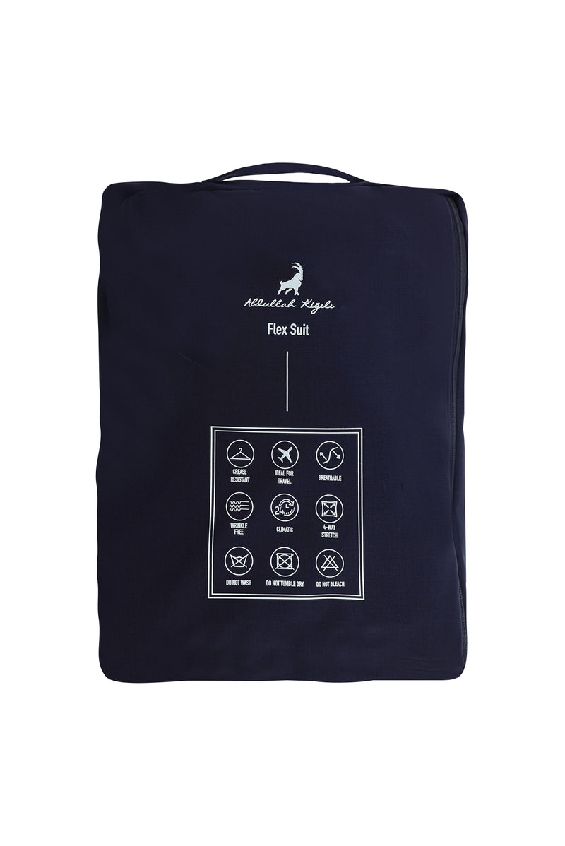 Koyu Lacivert Regular Fit Çantalı Flex Suit Yünlü Klasik Takım Elbise