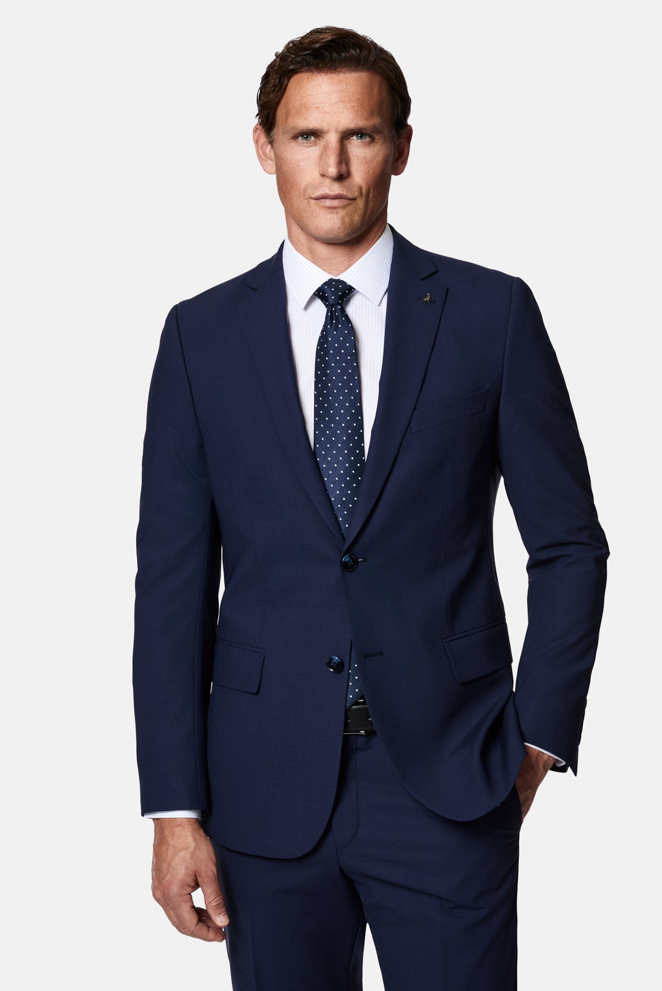 Koyu Lacivert 6 Drop Regular Fit Standart Kesim Çantalı Flex Suit Yünlü Takım Elbise
