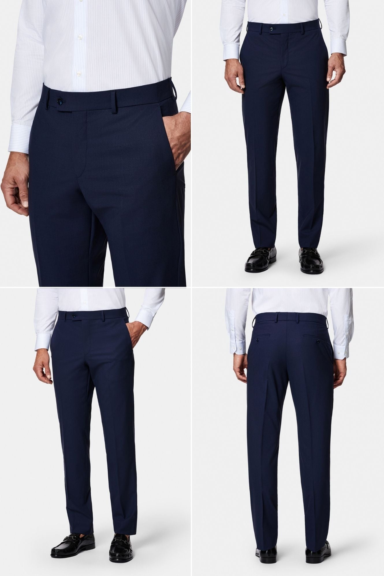 Koyu Lacivert 4 Drop Relaxed Fit Rahat Kesim Çantalı Flex Suit Yünlü Takım Elbise