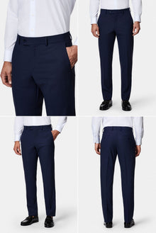 Koyu Lacivert 4 Drop Relaxed Fit Rahat Kesim Çantalı Flex Suit Yünlü Takım Elbise